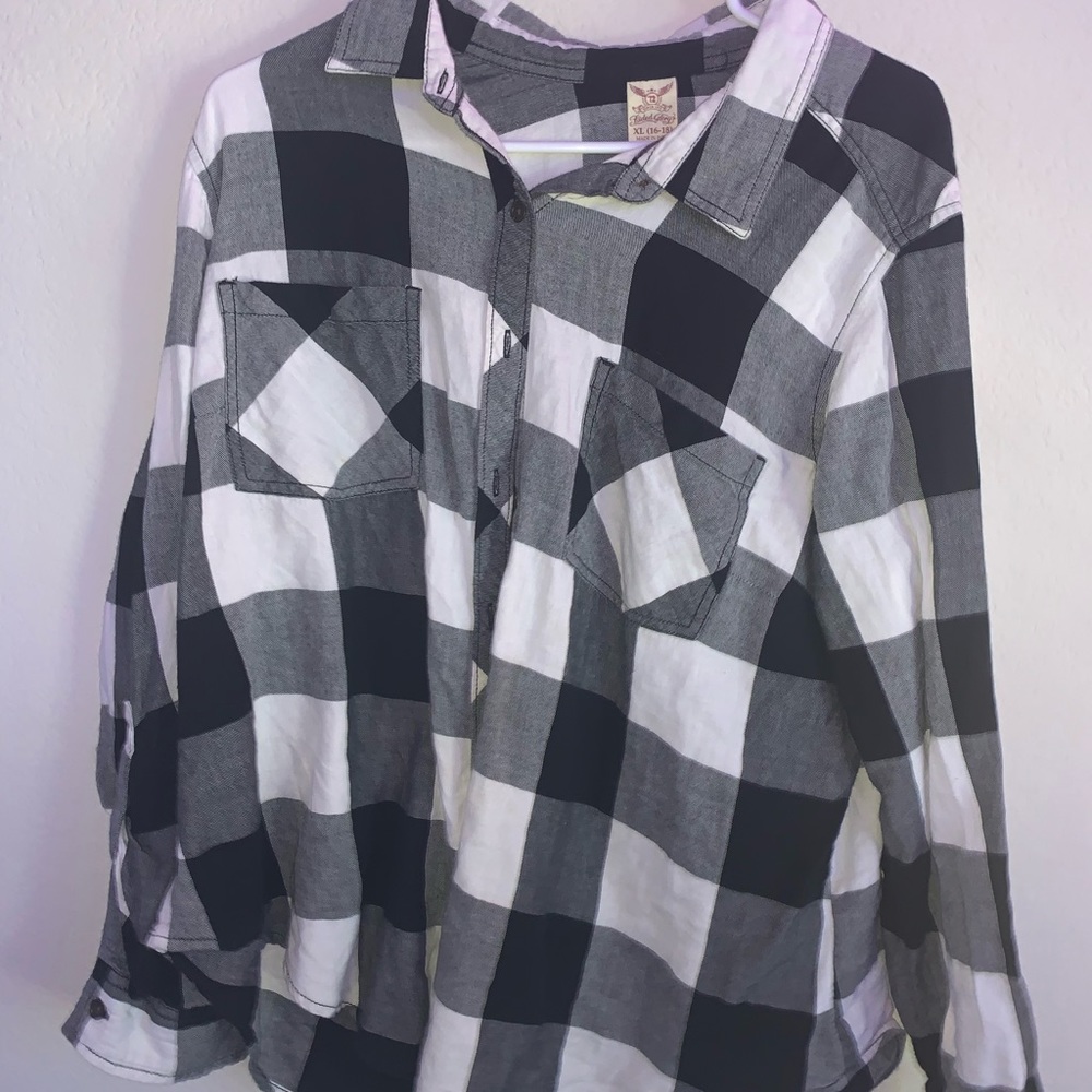 Large black and white flannel